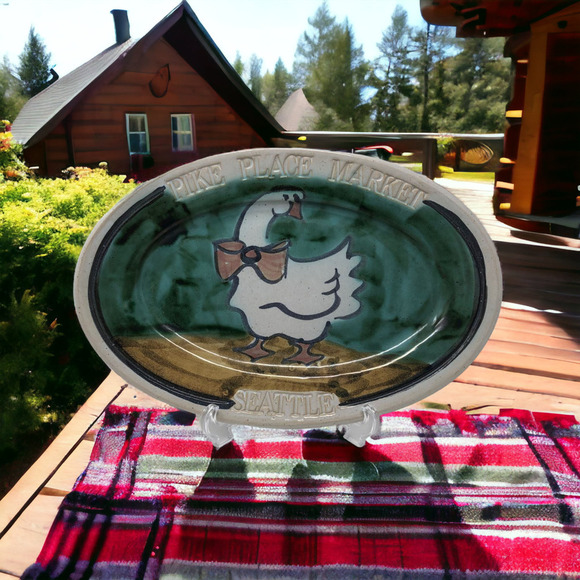 Original 1989 Sally Christopher Pike Place Market Seattle Signed Goose Platter - Picture 1 of 7